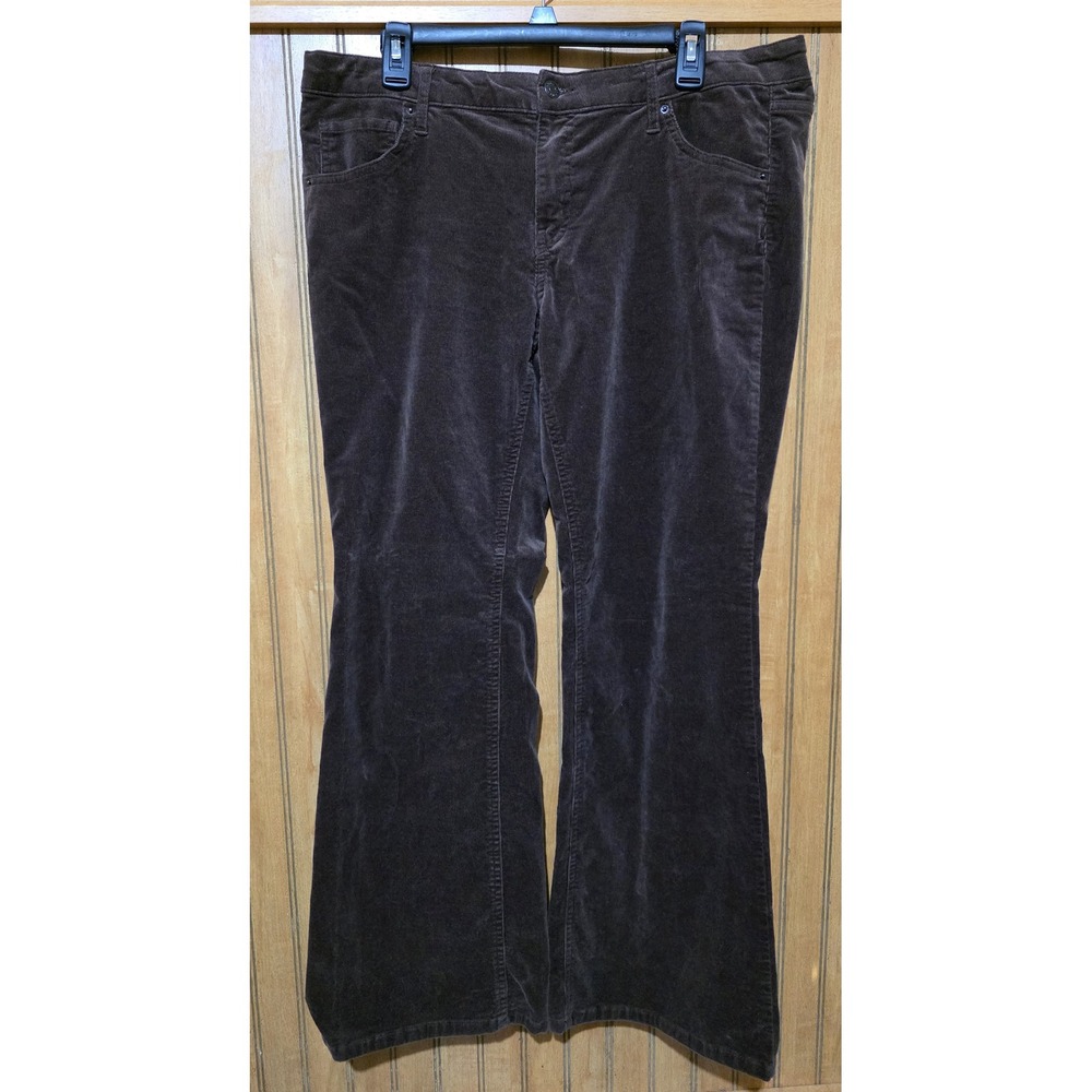 Wild Fable Corduroy Pants Women Sz 14 Dark Brown Flare Stretch‎ Pockets